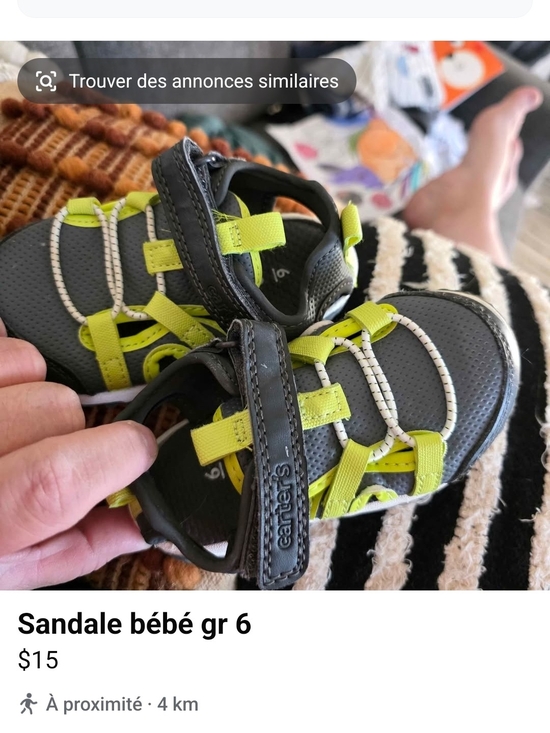 Other - Kids Gray & Lime Green Sandal - Strappy Closed-Toe